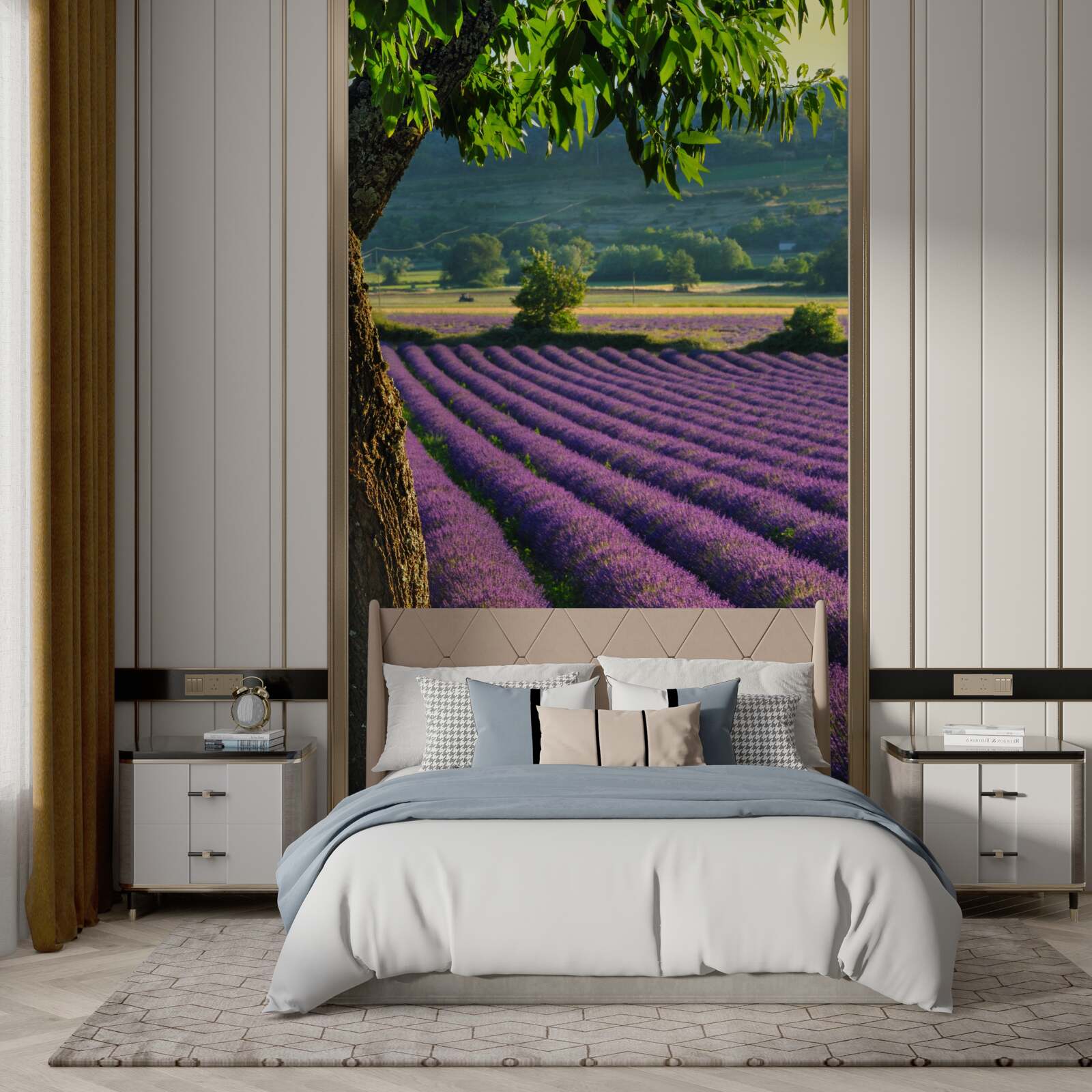 Fotobehang een veld geparfumeerd met lavendel