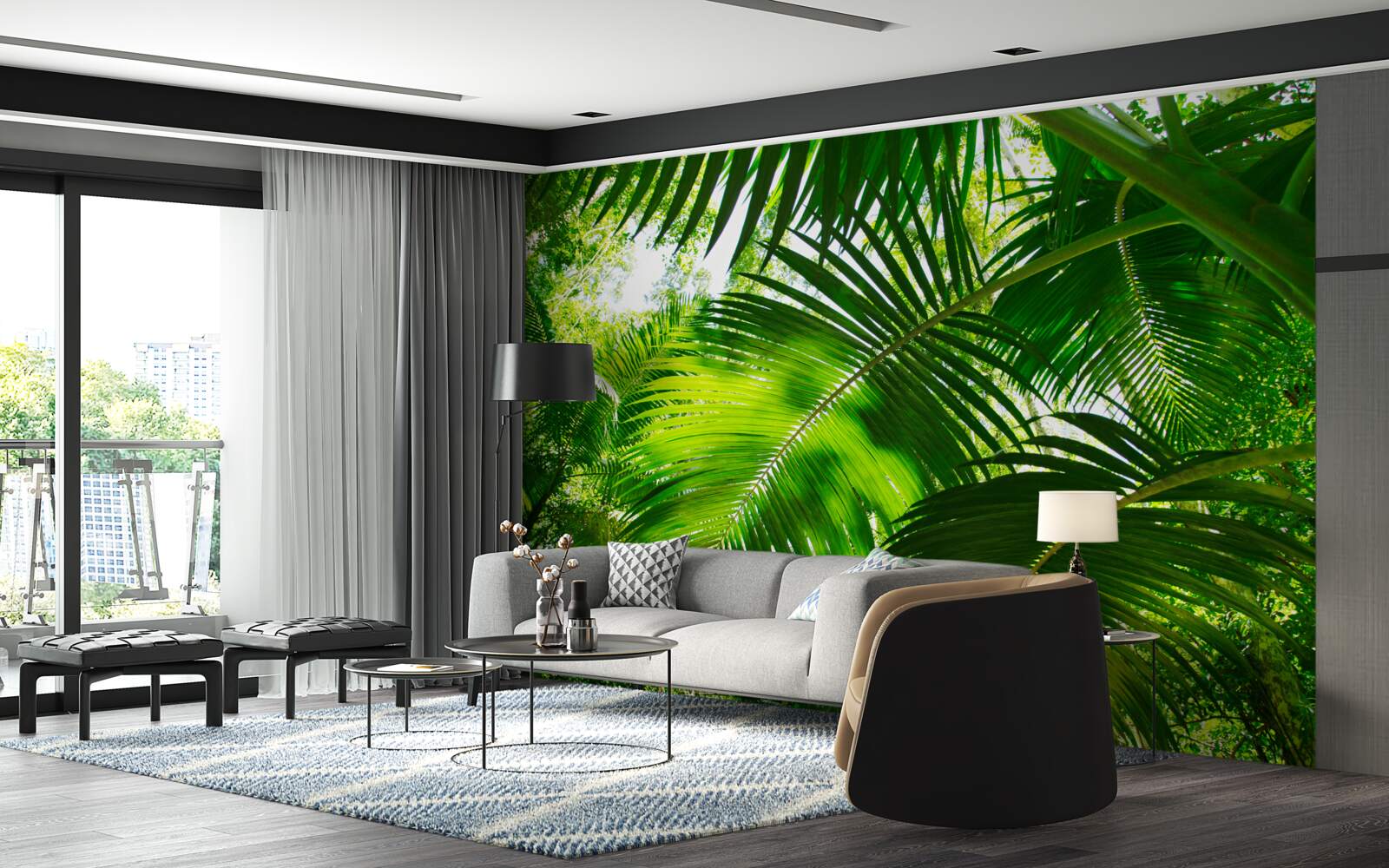 Fotobehang grote groene bladeren