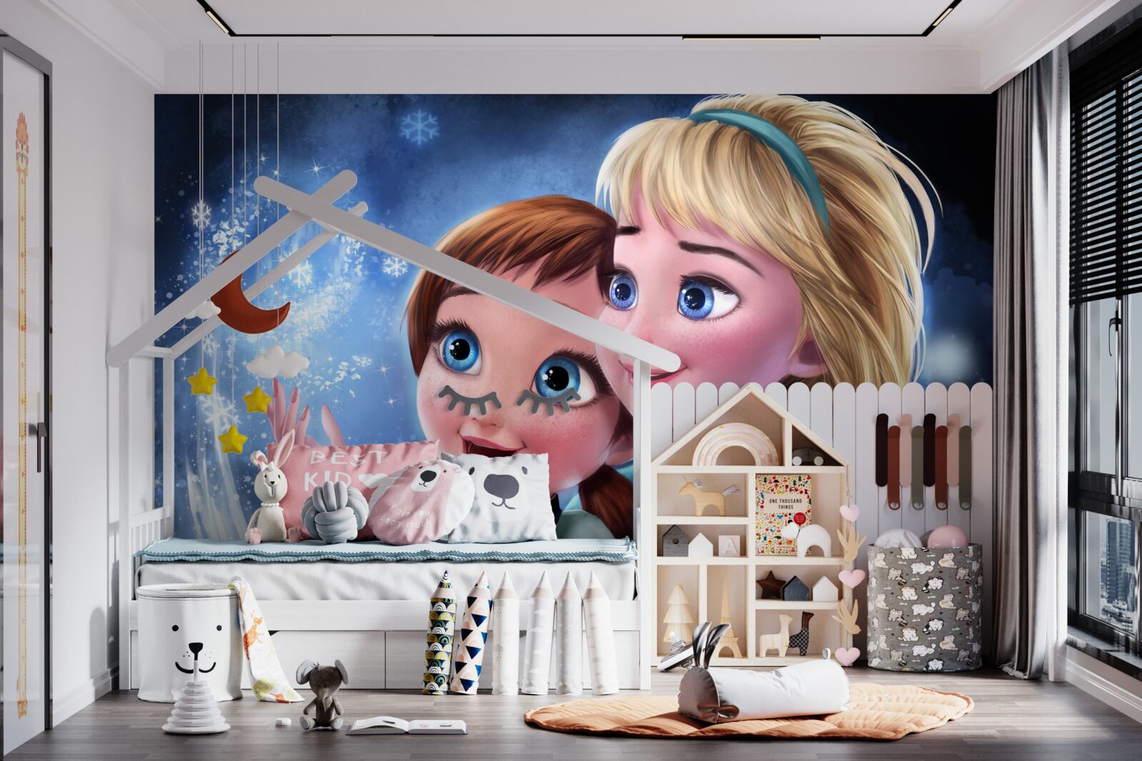 Fotobehang twee lachende meisjes