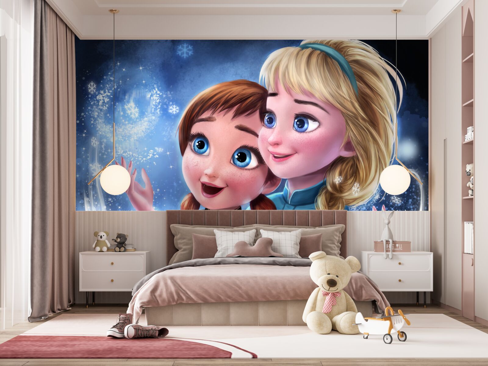 Fotobehang twee lachende meisjes