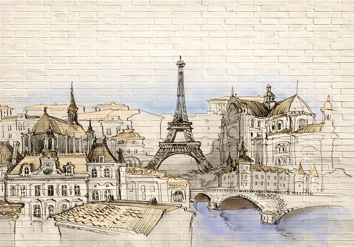 Fotobehang de belangrijkste toeristische attracties in parijs