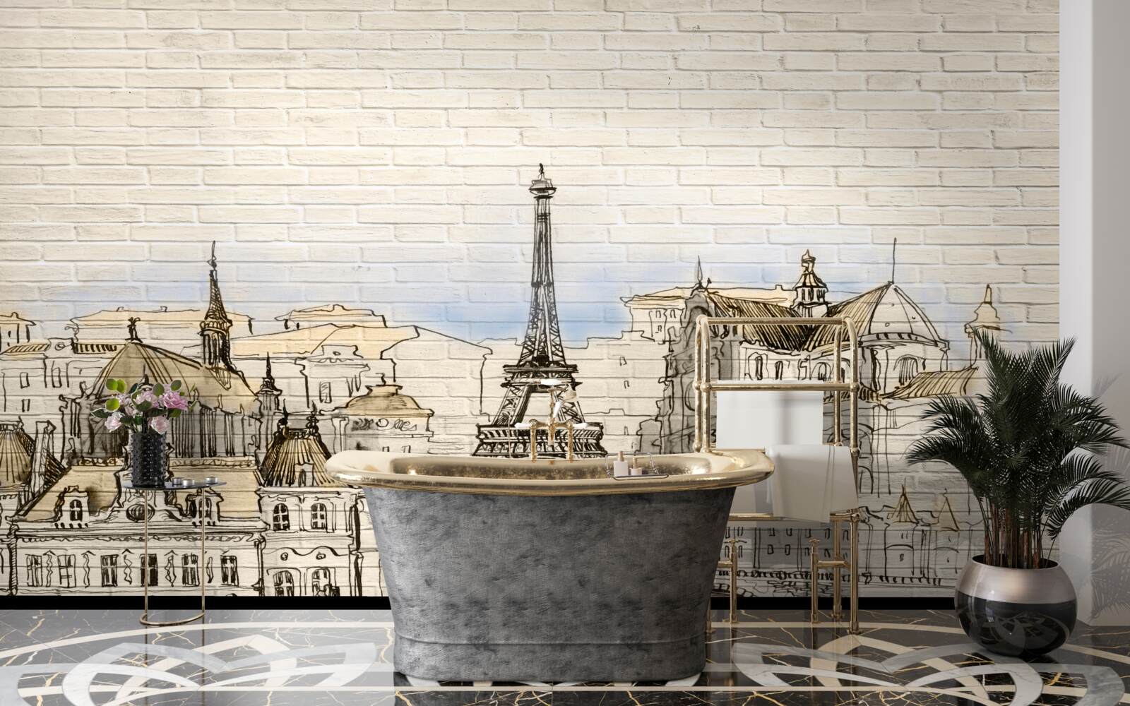 Fotobehang de belangrijkste toeristische attracties in parijs