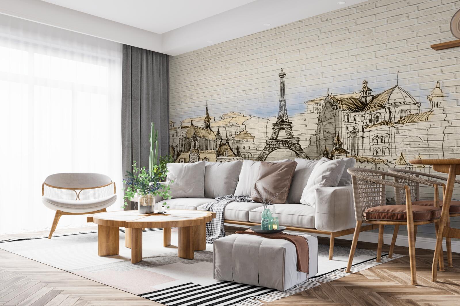 Fotobehang de belangrijkste toeristische attracties in parijs