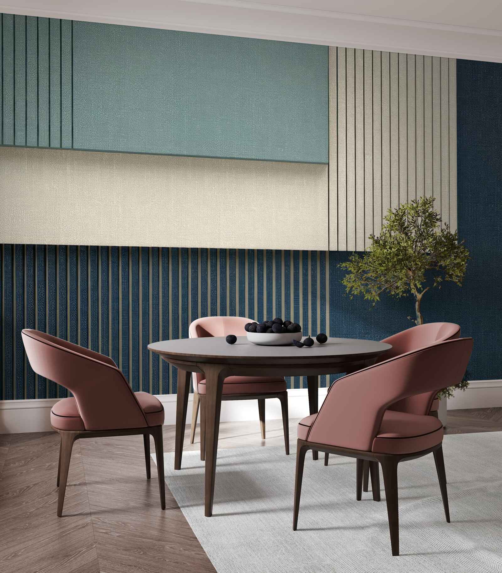 Fotobehang achtergrond in blauw, beige en groen