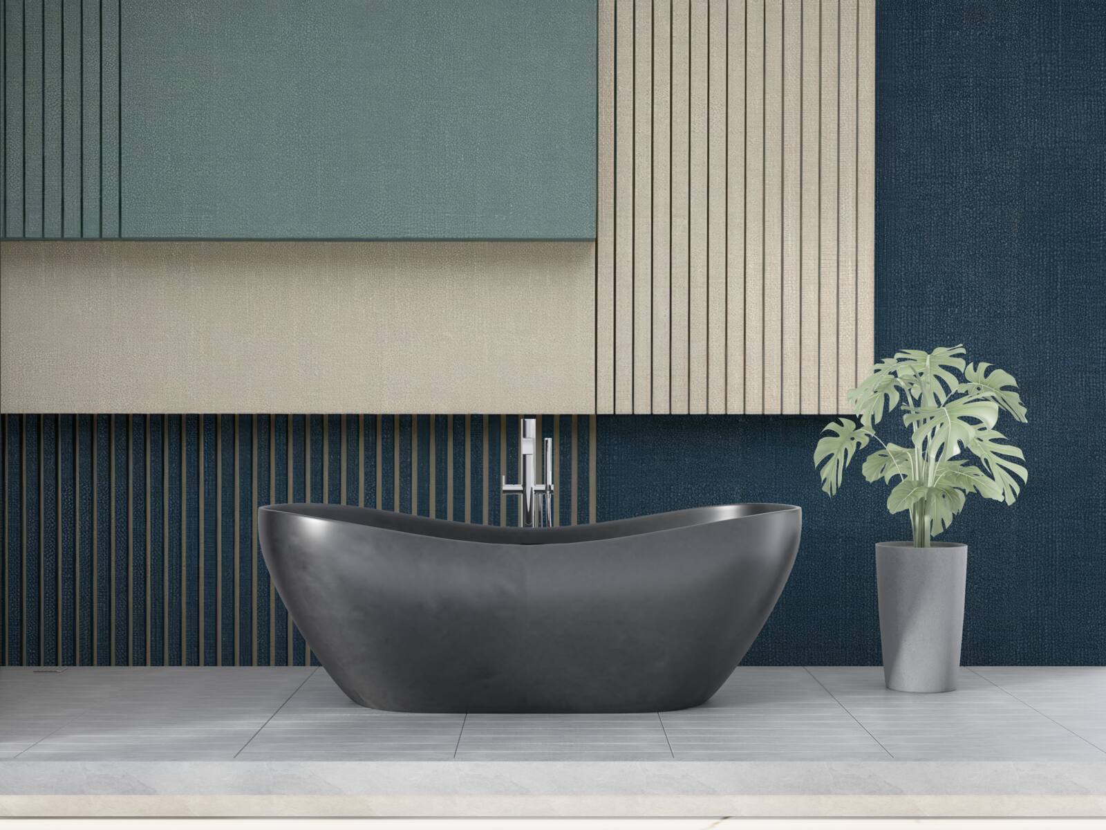 Fotobehang achtergrond in blauw, beige en groen