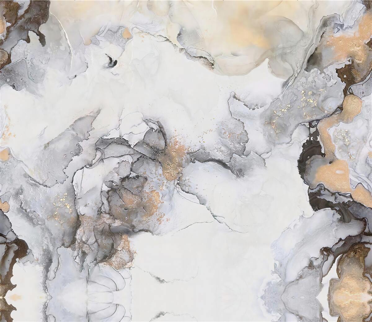 Fotobehang abstract in tinten wit, grijs en goud