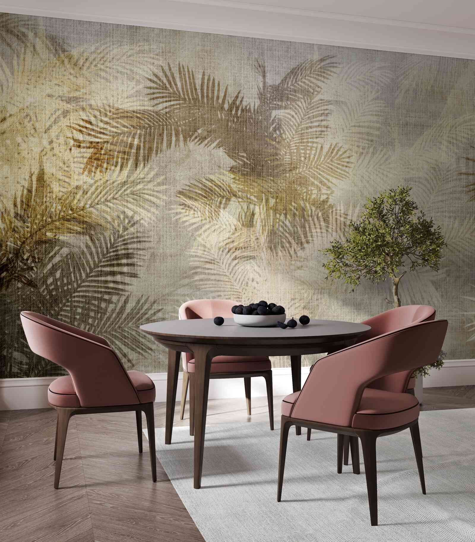 Fotobehang achtergrondschildering met varenbladeren