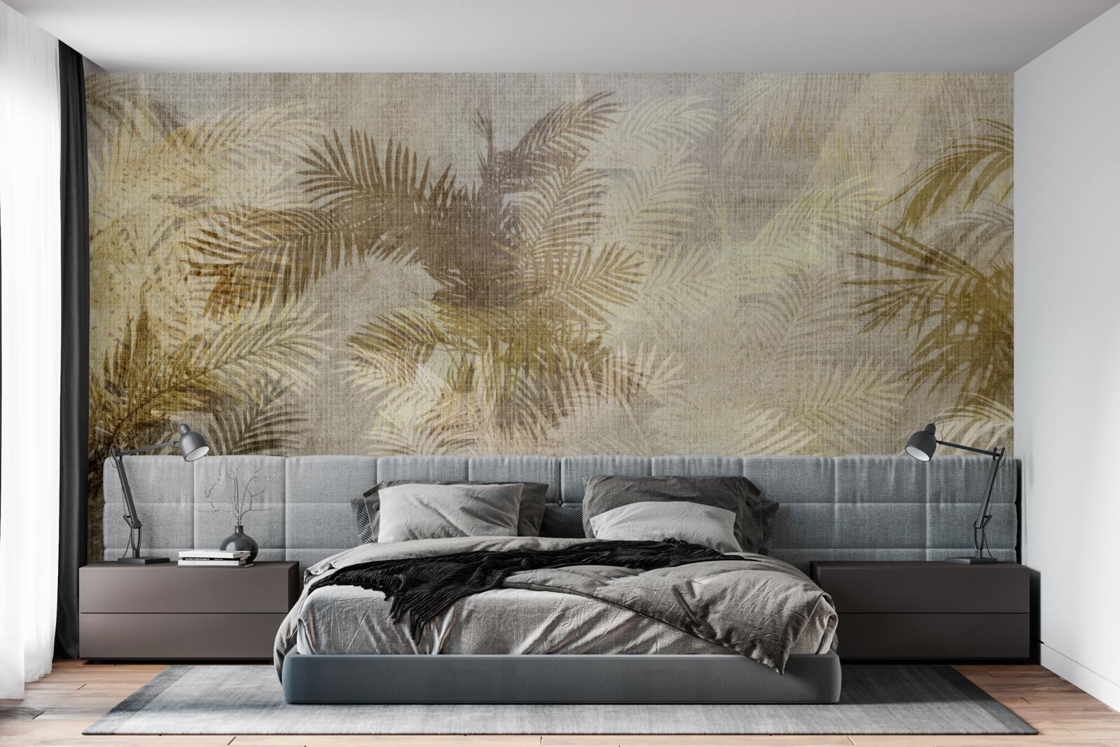 Fotobehang achtergrondschildering met varenbladeren