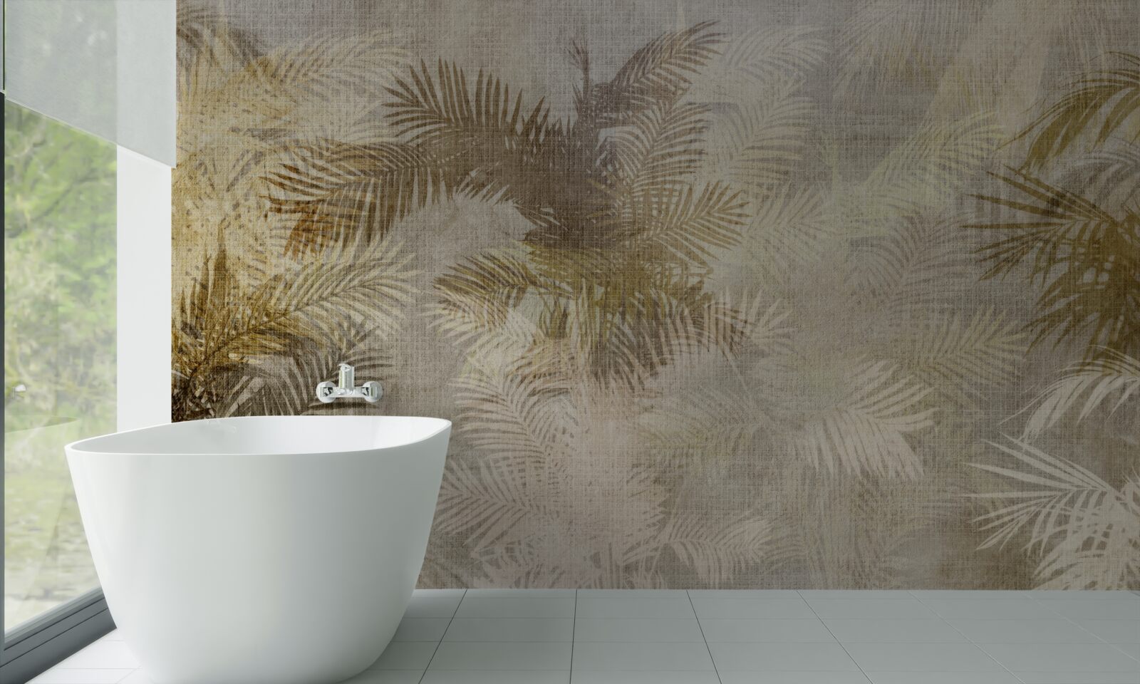 Fotobehang achtergrondschildering met varenbladeren