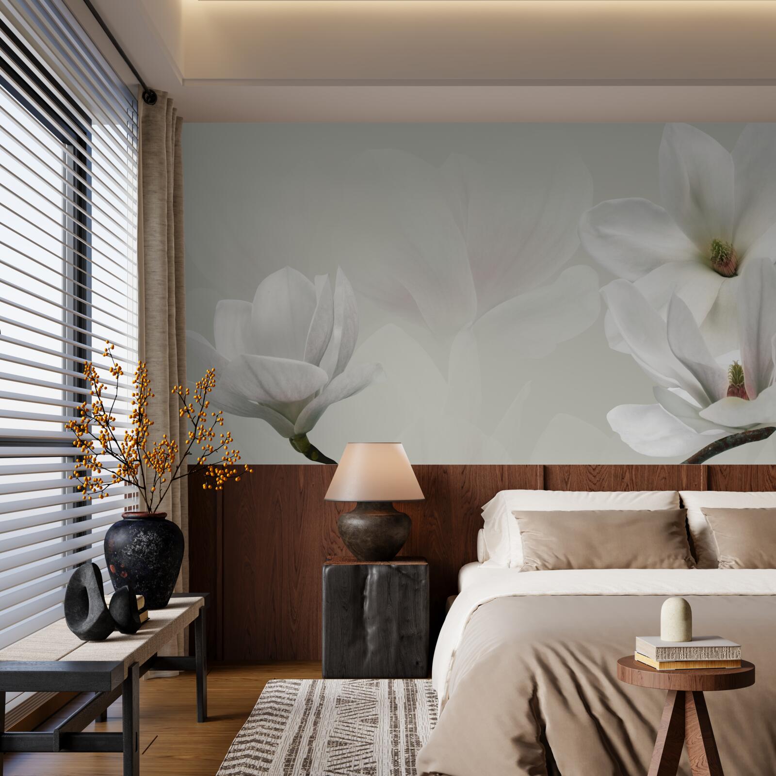 Fotobehang grote witte bloemen