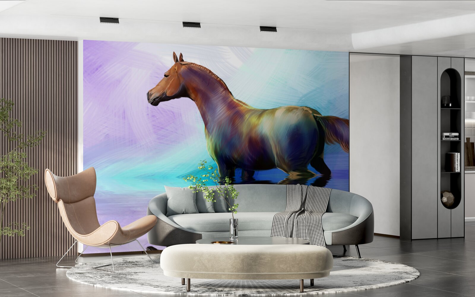 Fotobehang het paard ligt in het water