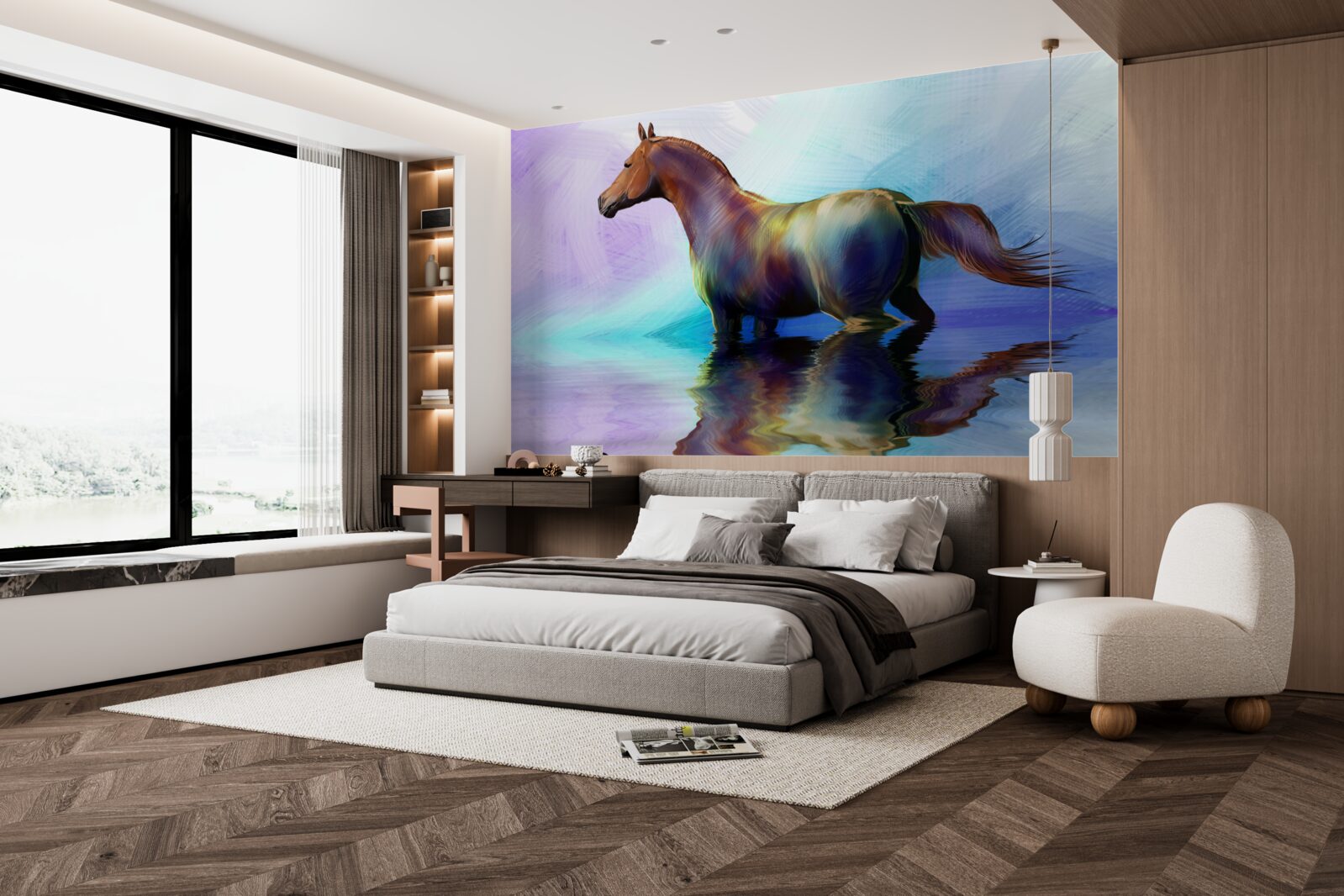 Fotobehang het paard ligt in het water