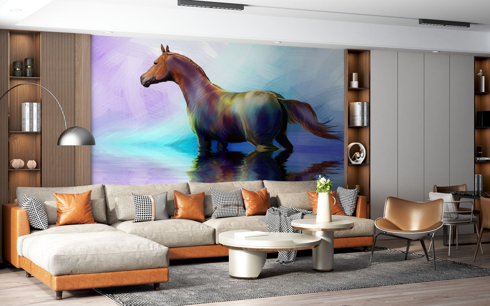 Fotobehang het paard ligt in het water