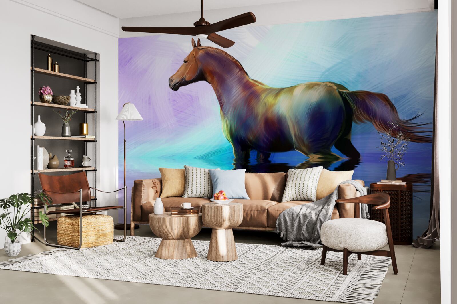 Fotobehang het paard ligt in het water