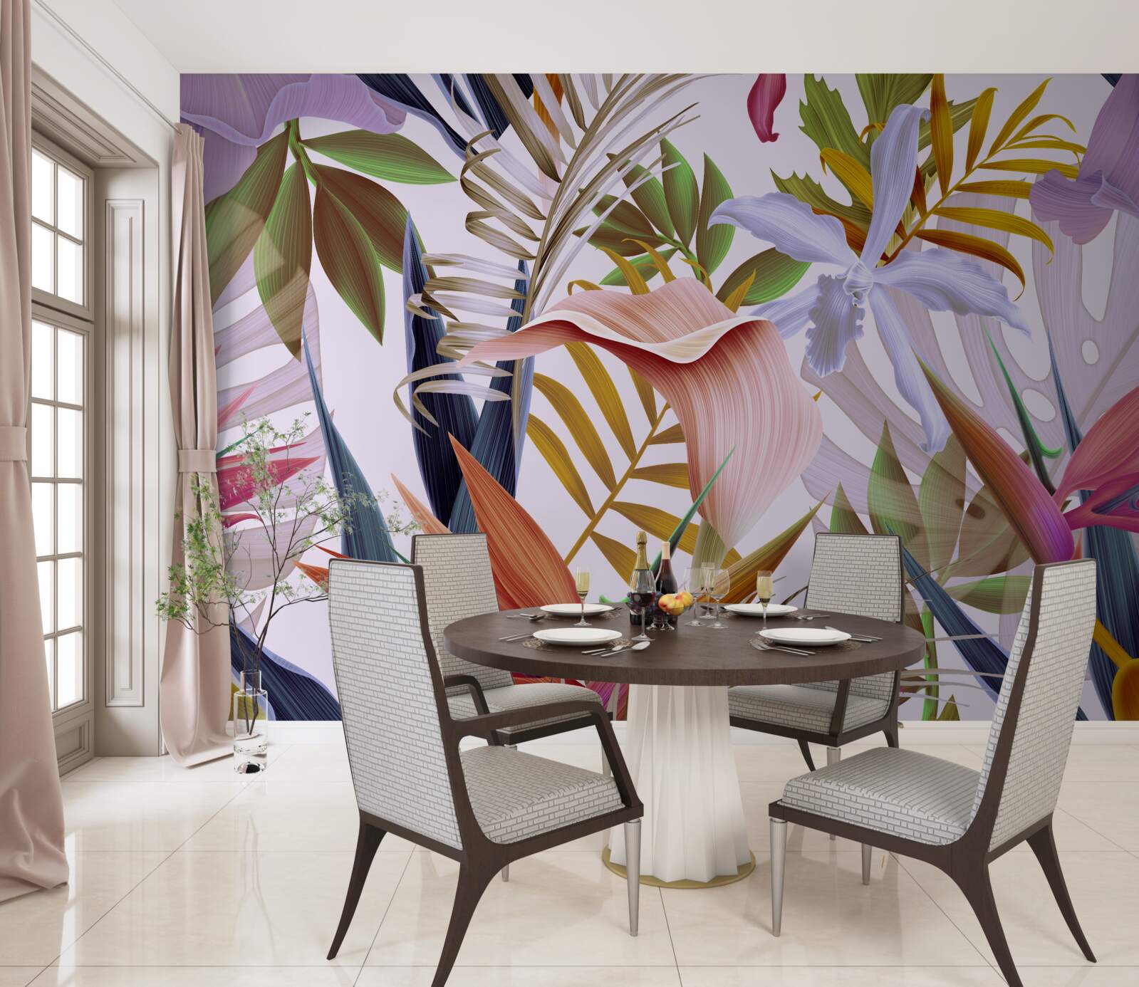 Fotobehang grote planten van verschillende kleuren