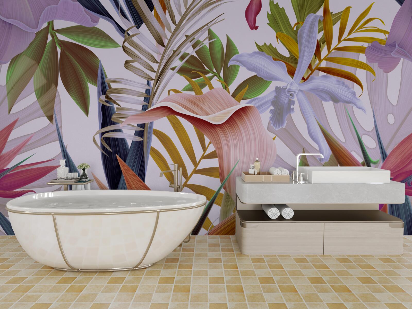 Fotobehang grote planten van verschillende kleuren