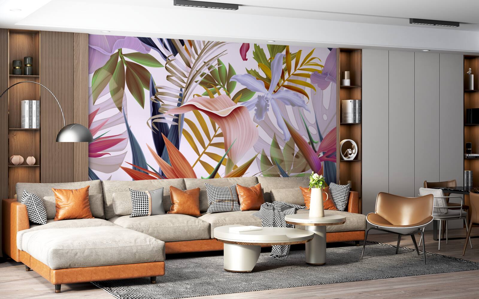 Fotobehang grote planten van verschillende kleuren