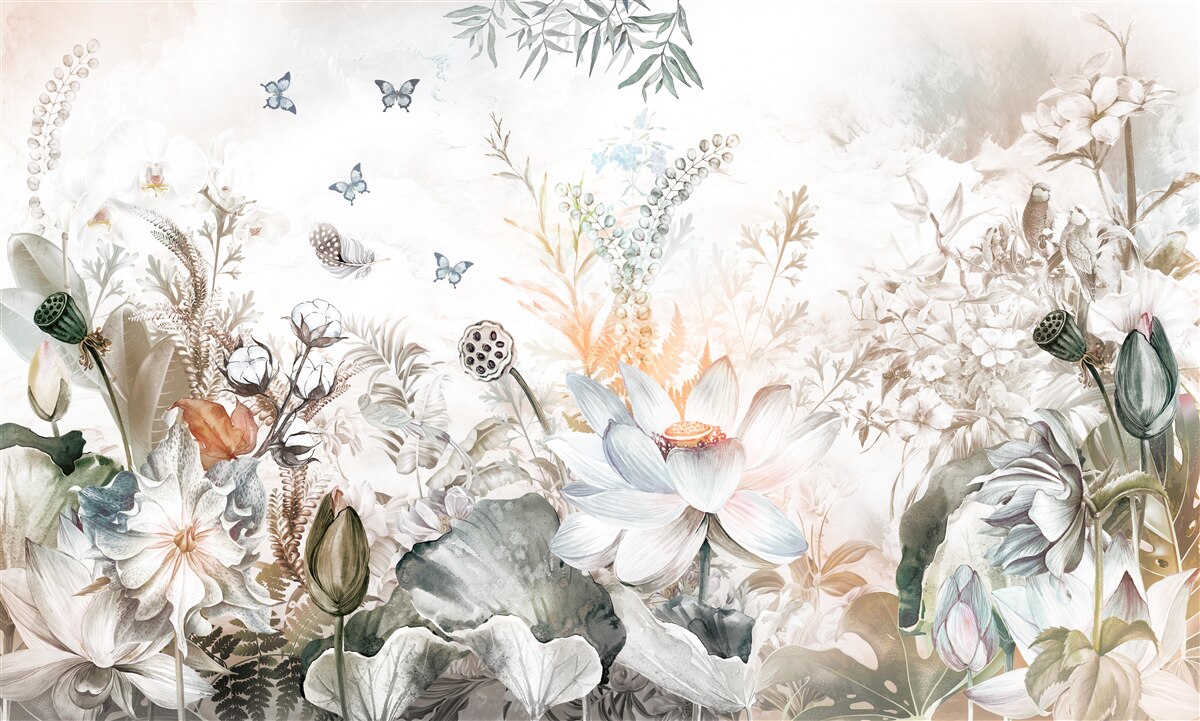 Fotobehang ongewone bloemen en planten