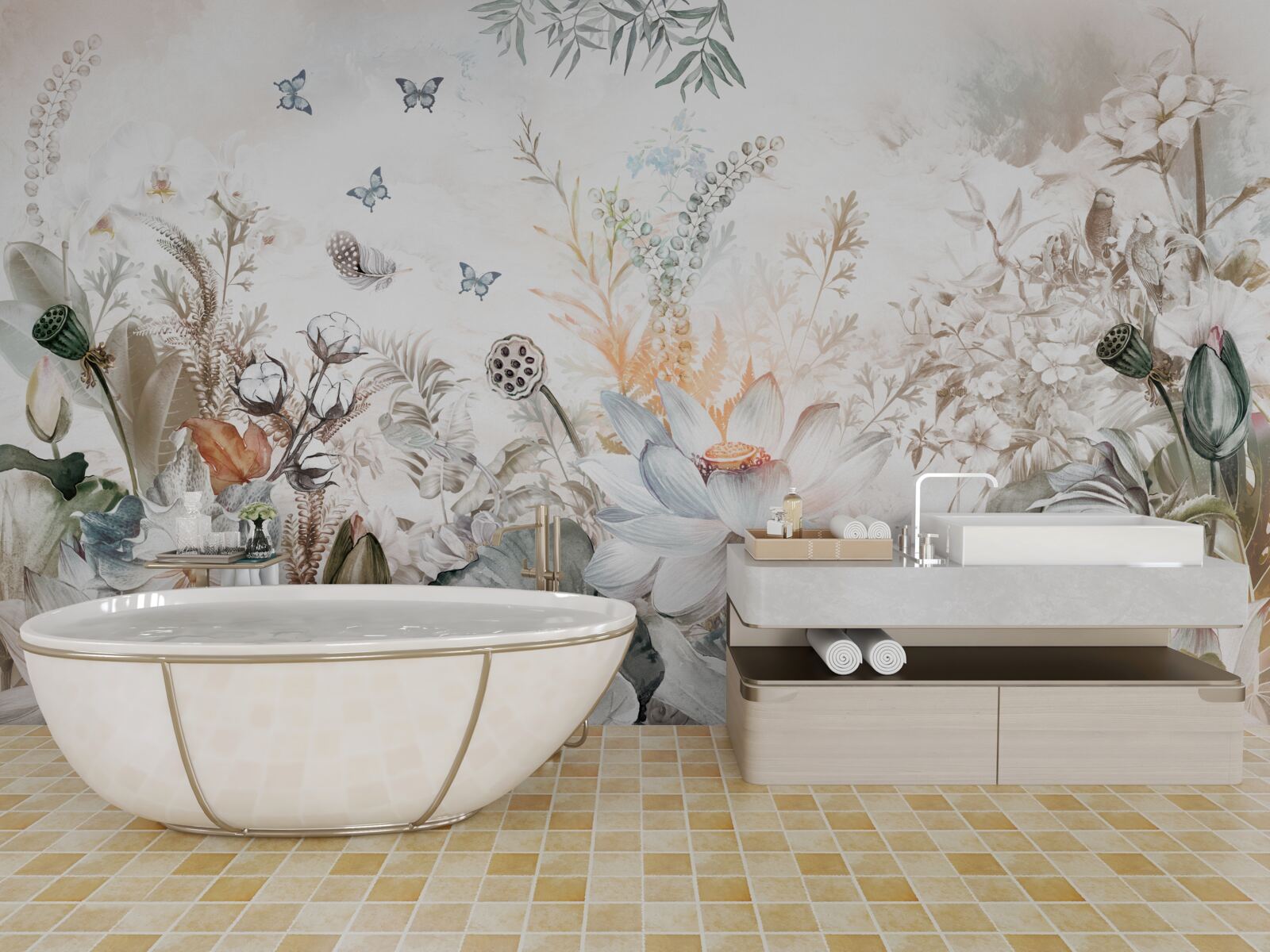 Fotobehang ongewone bloemen en planten