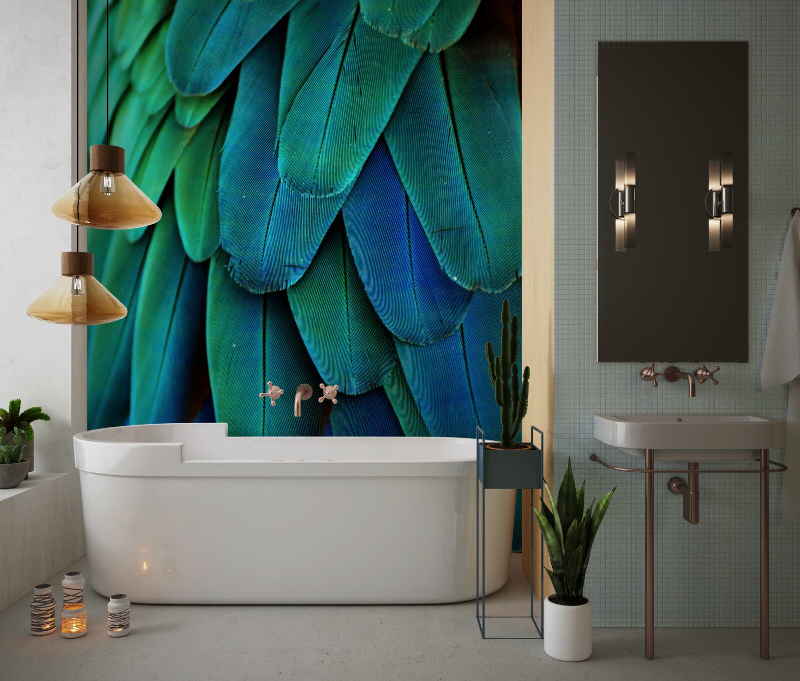 Fotobehang de bladeren zijn groot en donkergroen