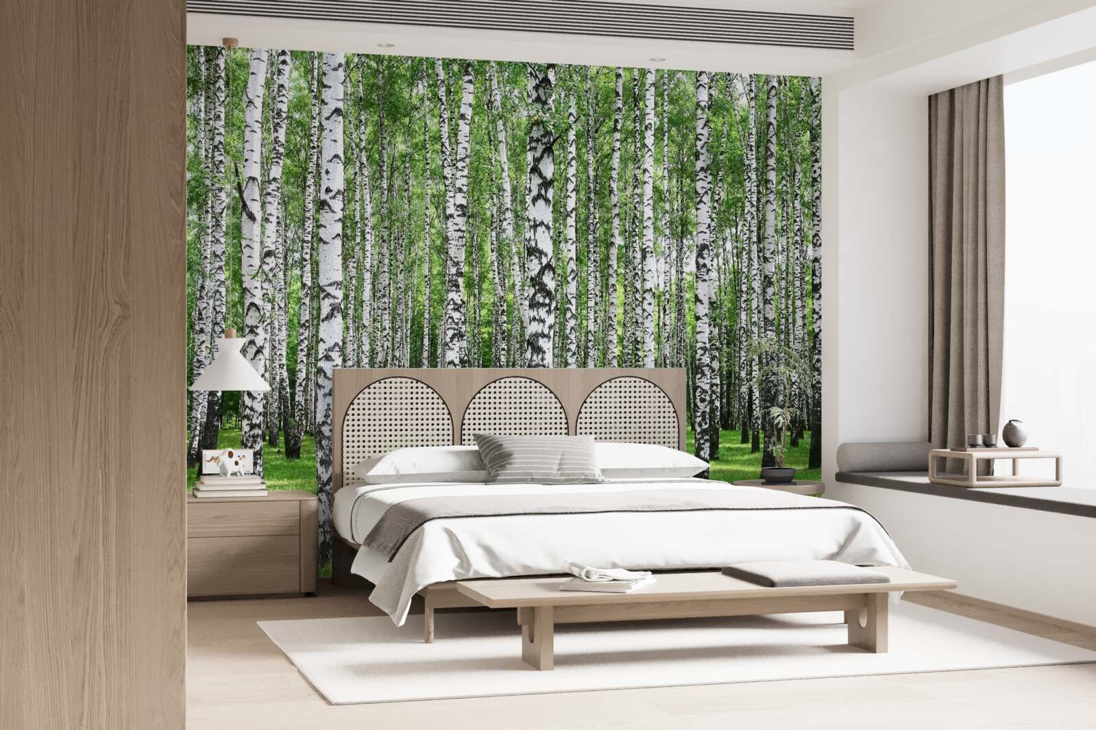 Fotobehang uitgestrekt berkenbos