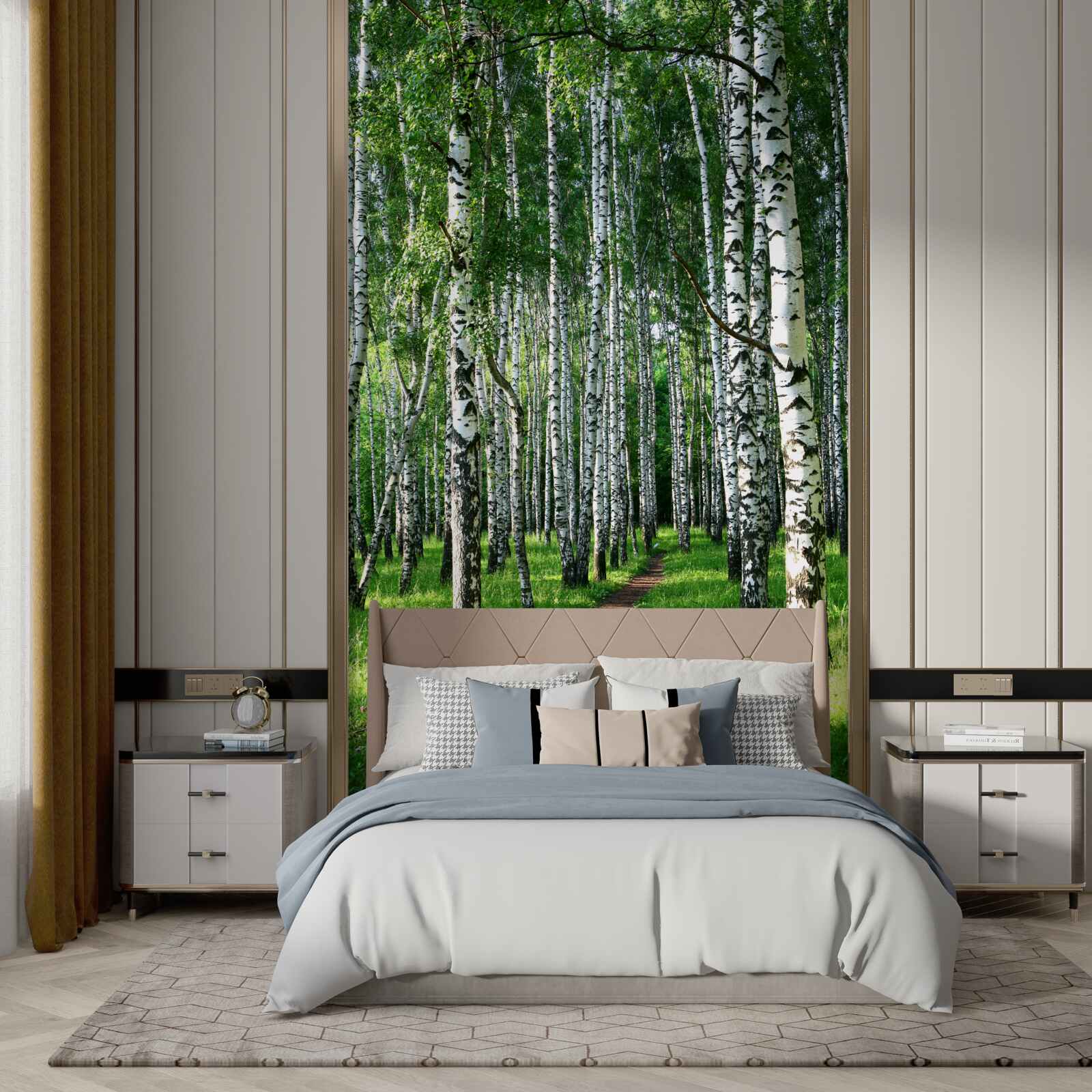 Fotobehang pad door berkenbos