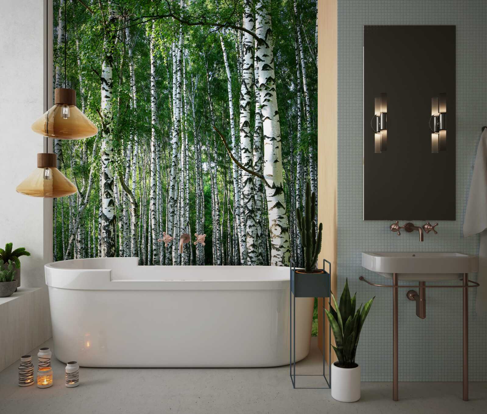 Fotobehang pad door berkenbos