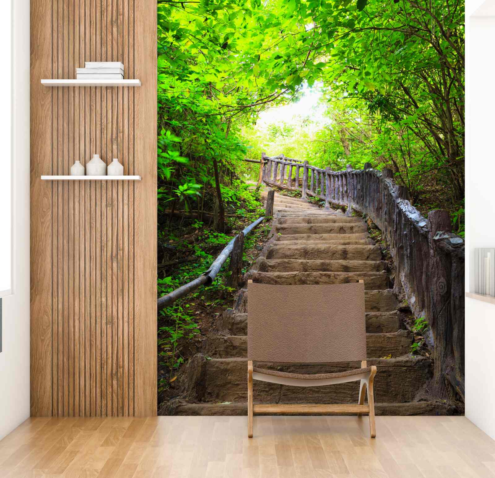 Fotobehang groene trap