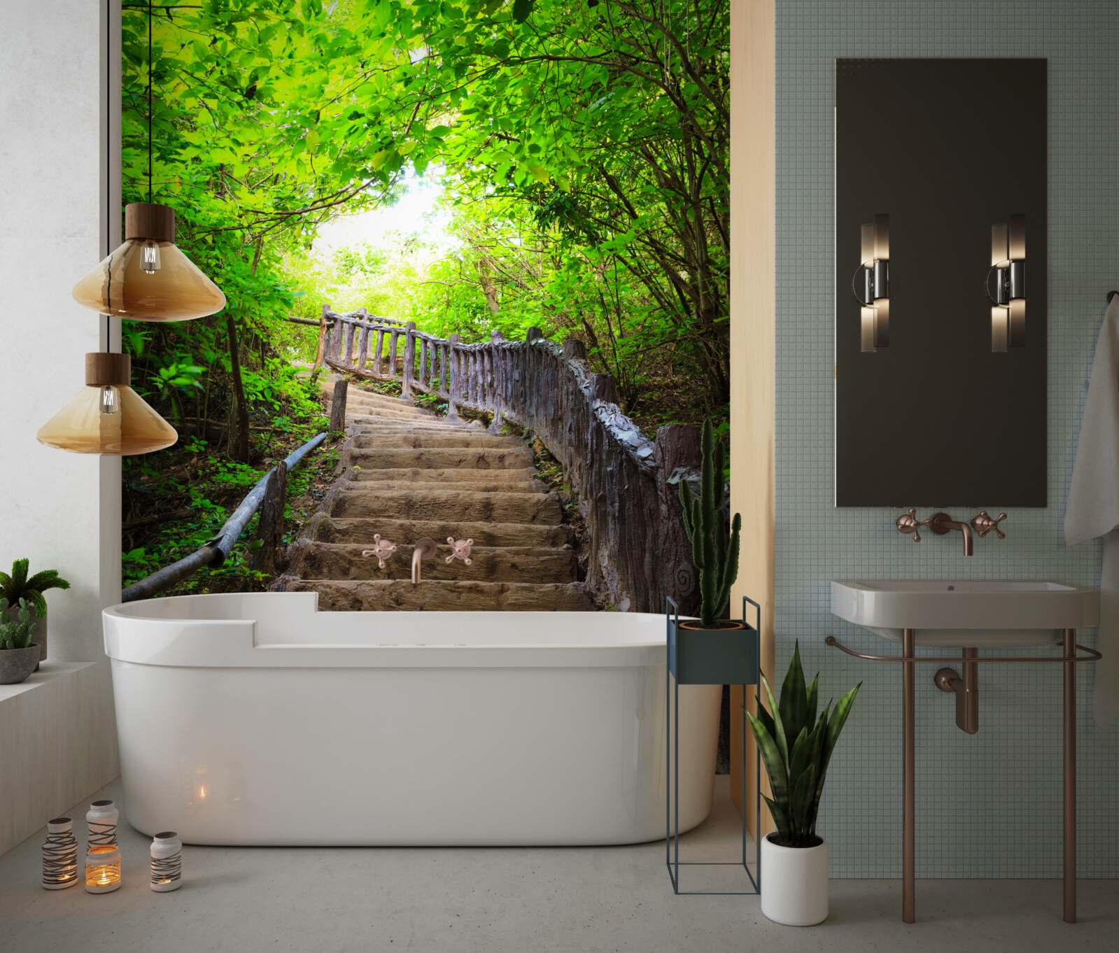 Fotobehang groene trap