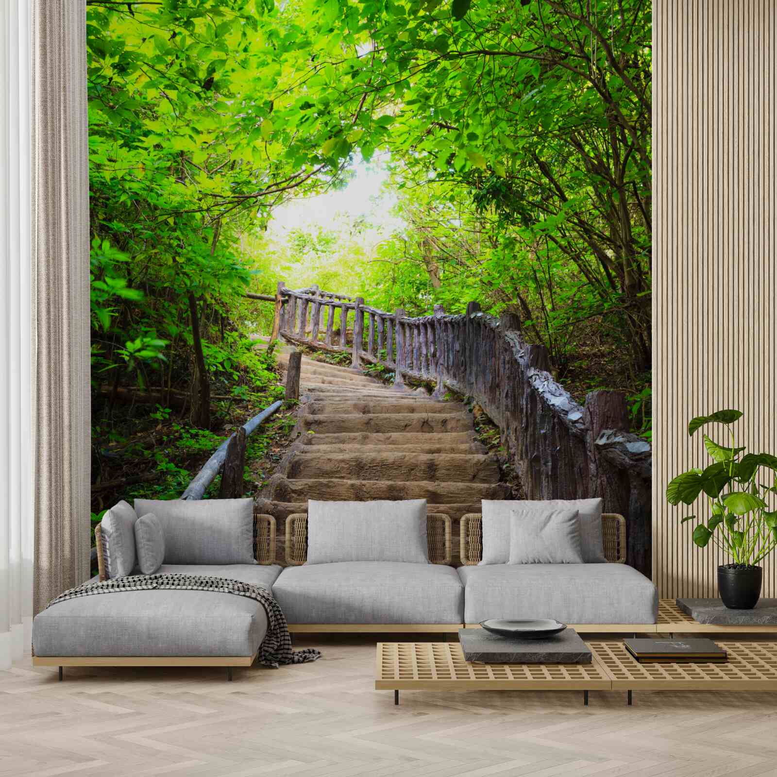 Fotobehang groene trap