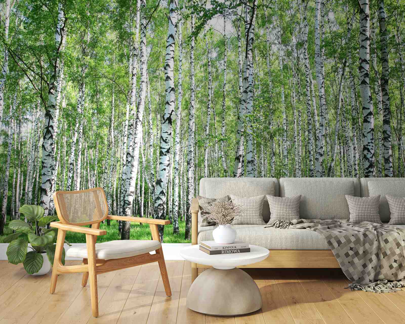 Fotobehang sierlijk, naar de hemel berken