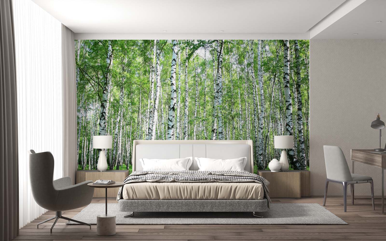 Fotobehang sierlijk, naar de hemel berken