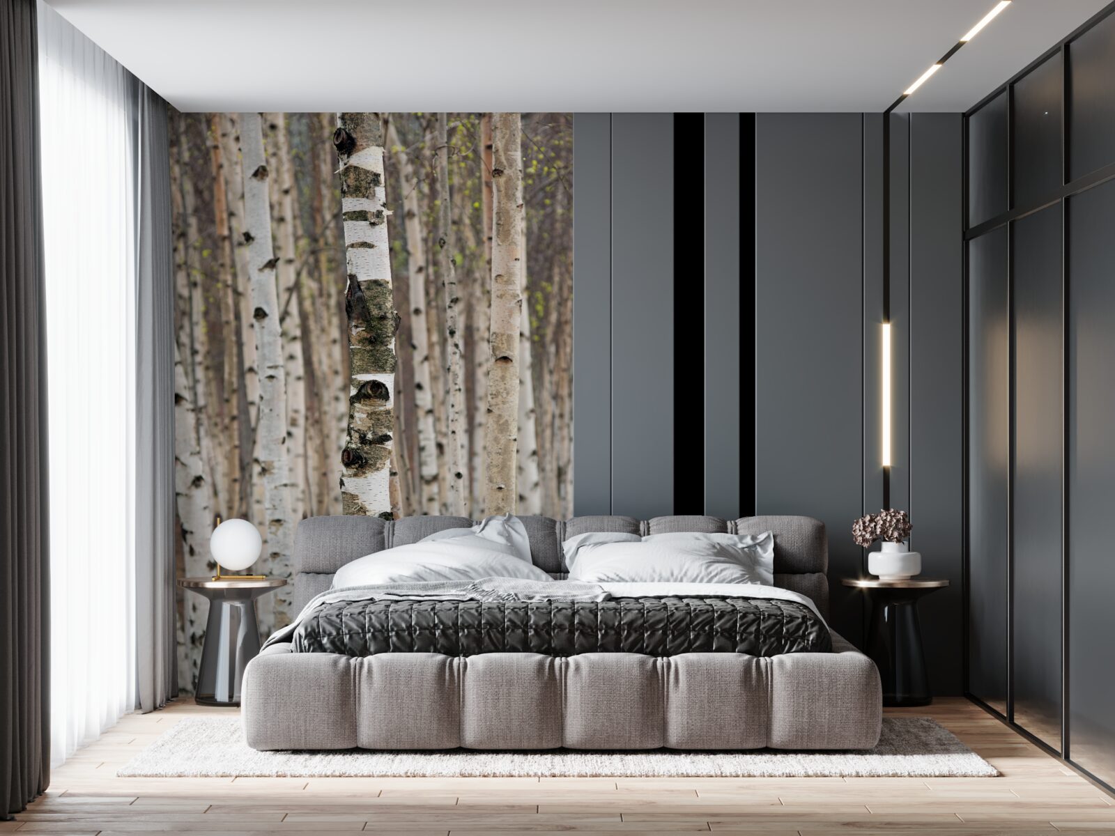 Fotobehang berken in het bos