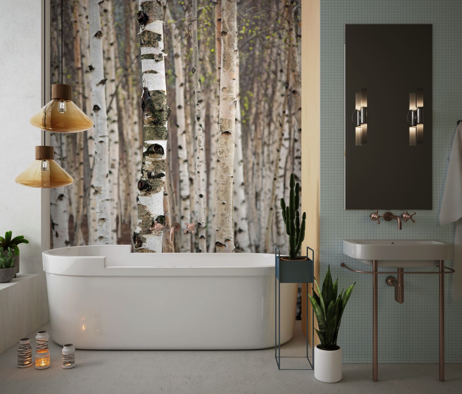 Fotobehang berken in het bos