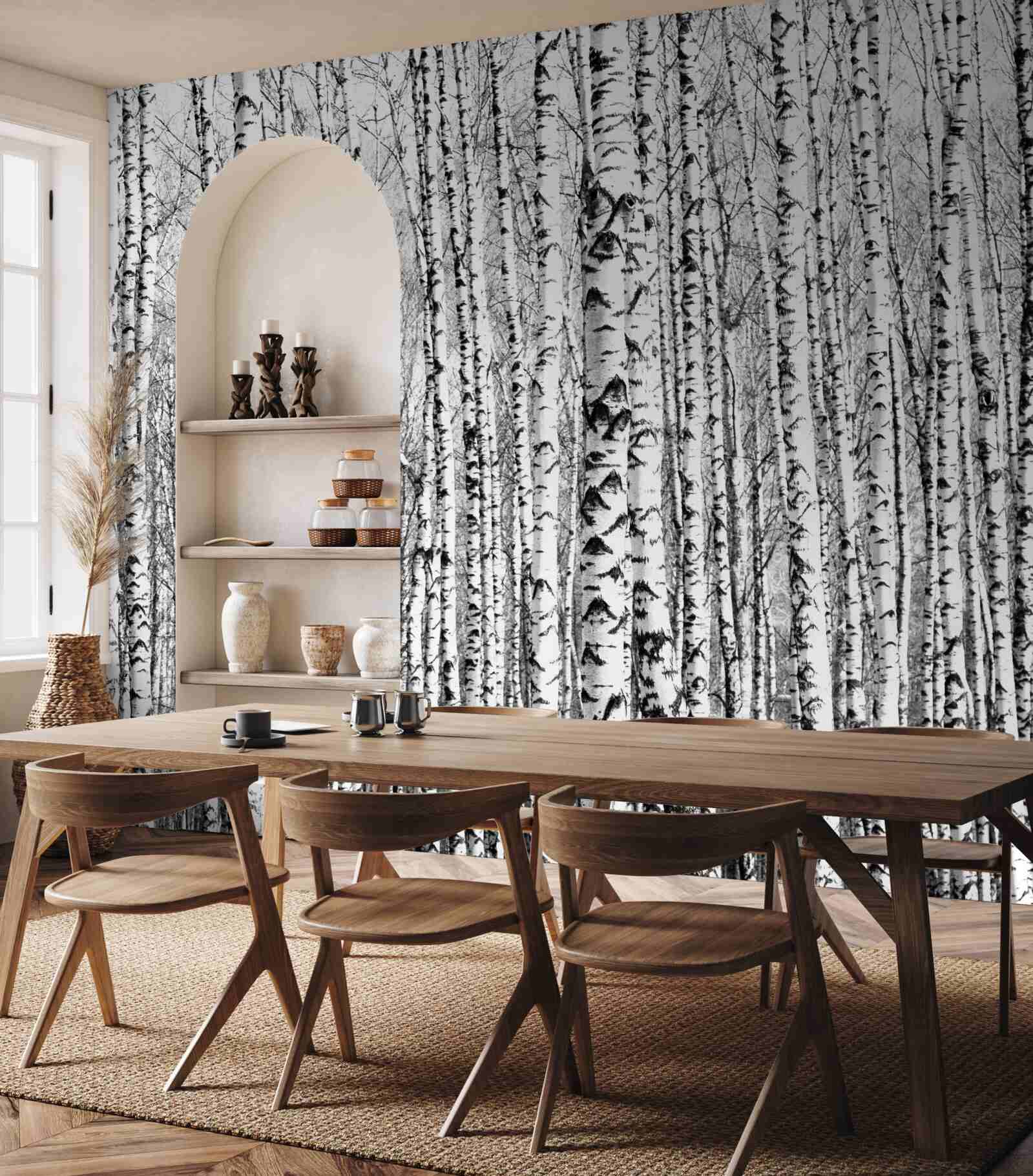 Fotobehang vele berken