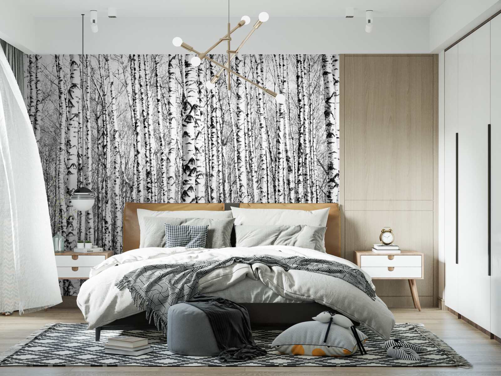 Fotobehang vele berken