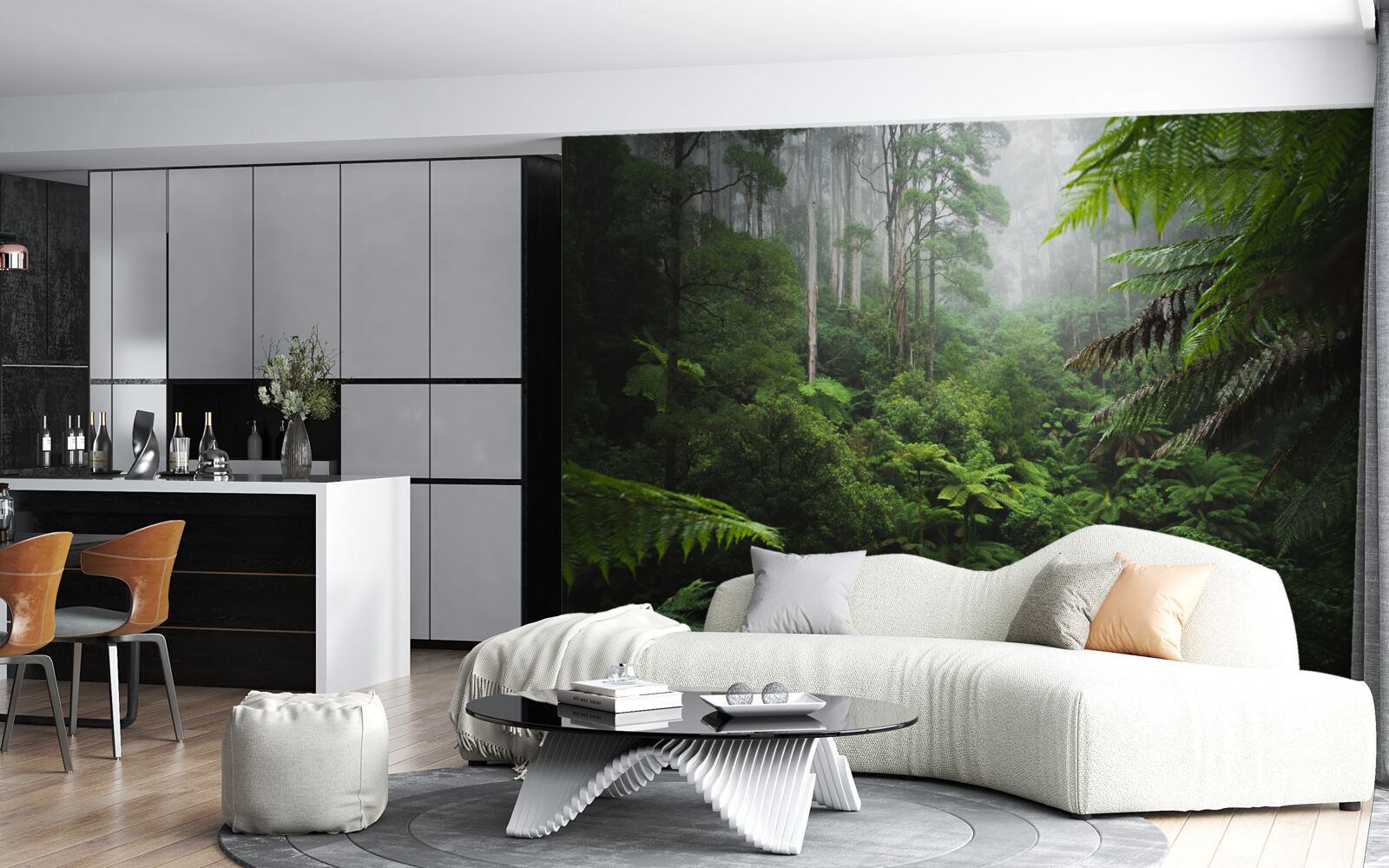 Fotobehang dicht smaragdgroen bos