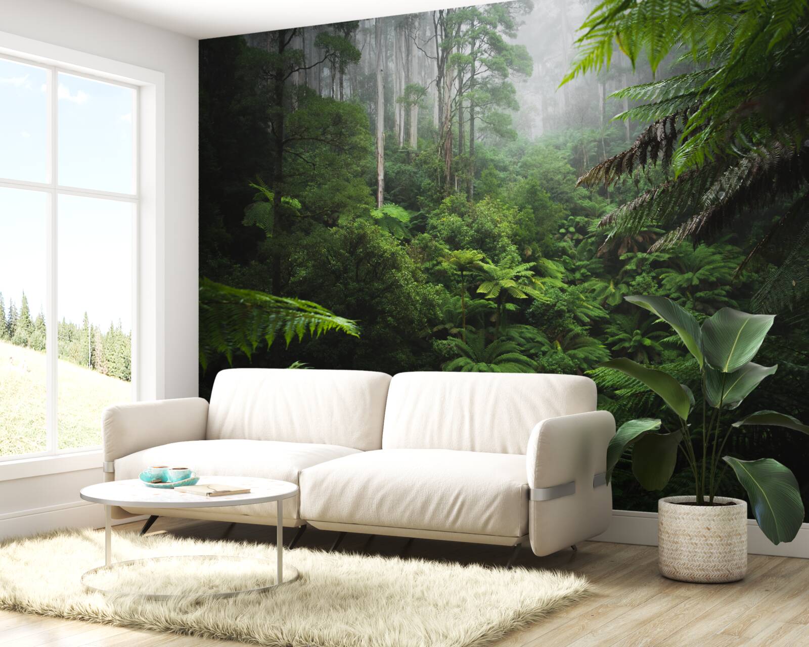 Fotobehang dicht smaragdgroen bos