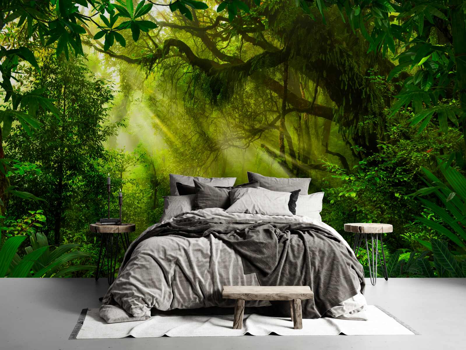 Fotobehang een brug diep in het bos