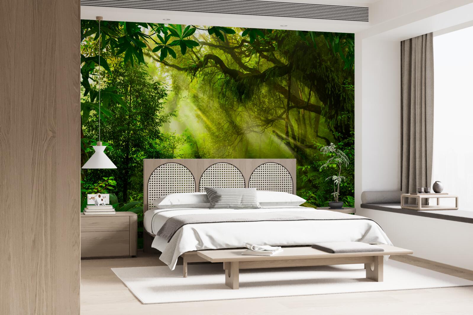 Fotobehang een brug diep in het bos