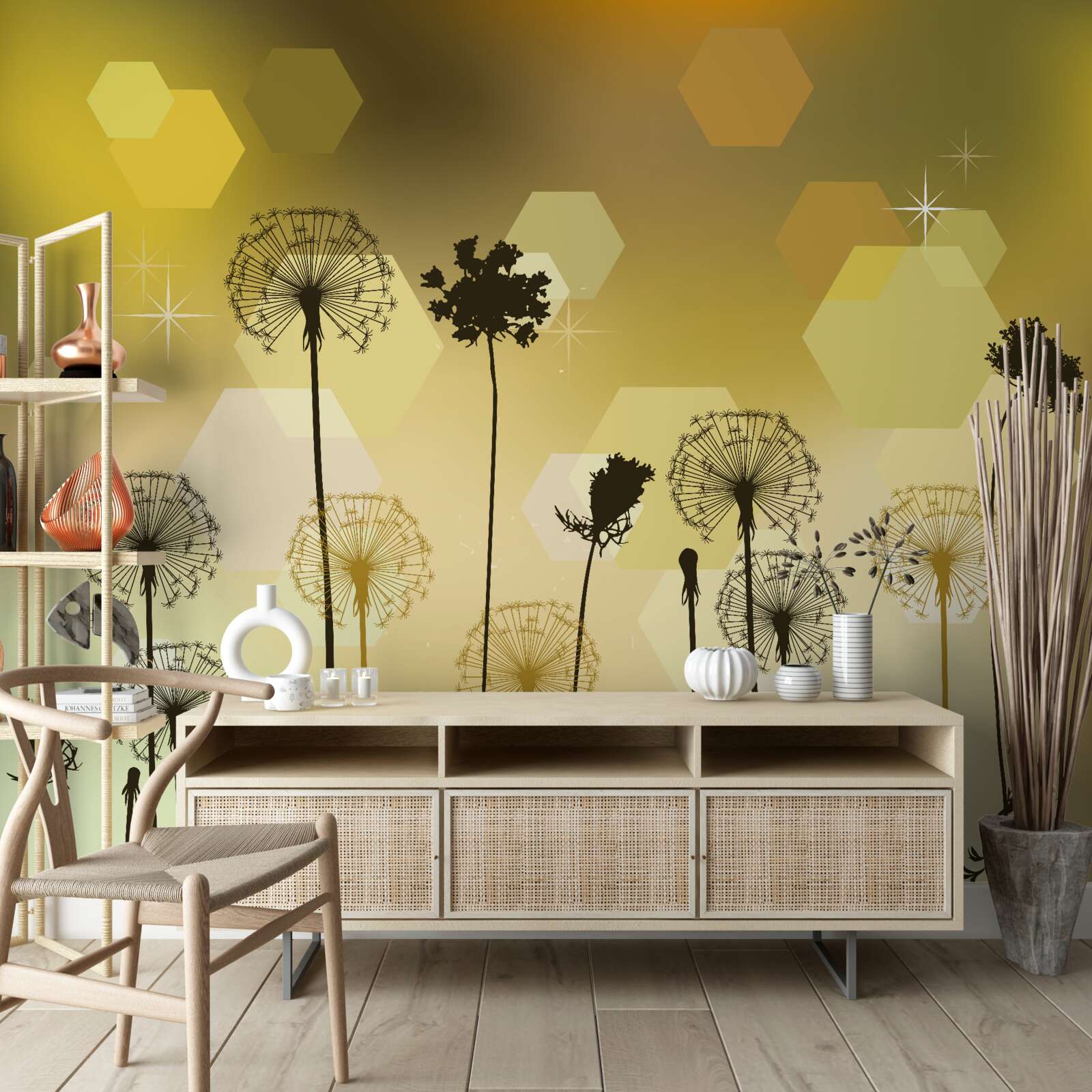 Fotobehang vreemde beschilderde planten