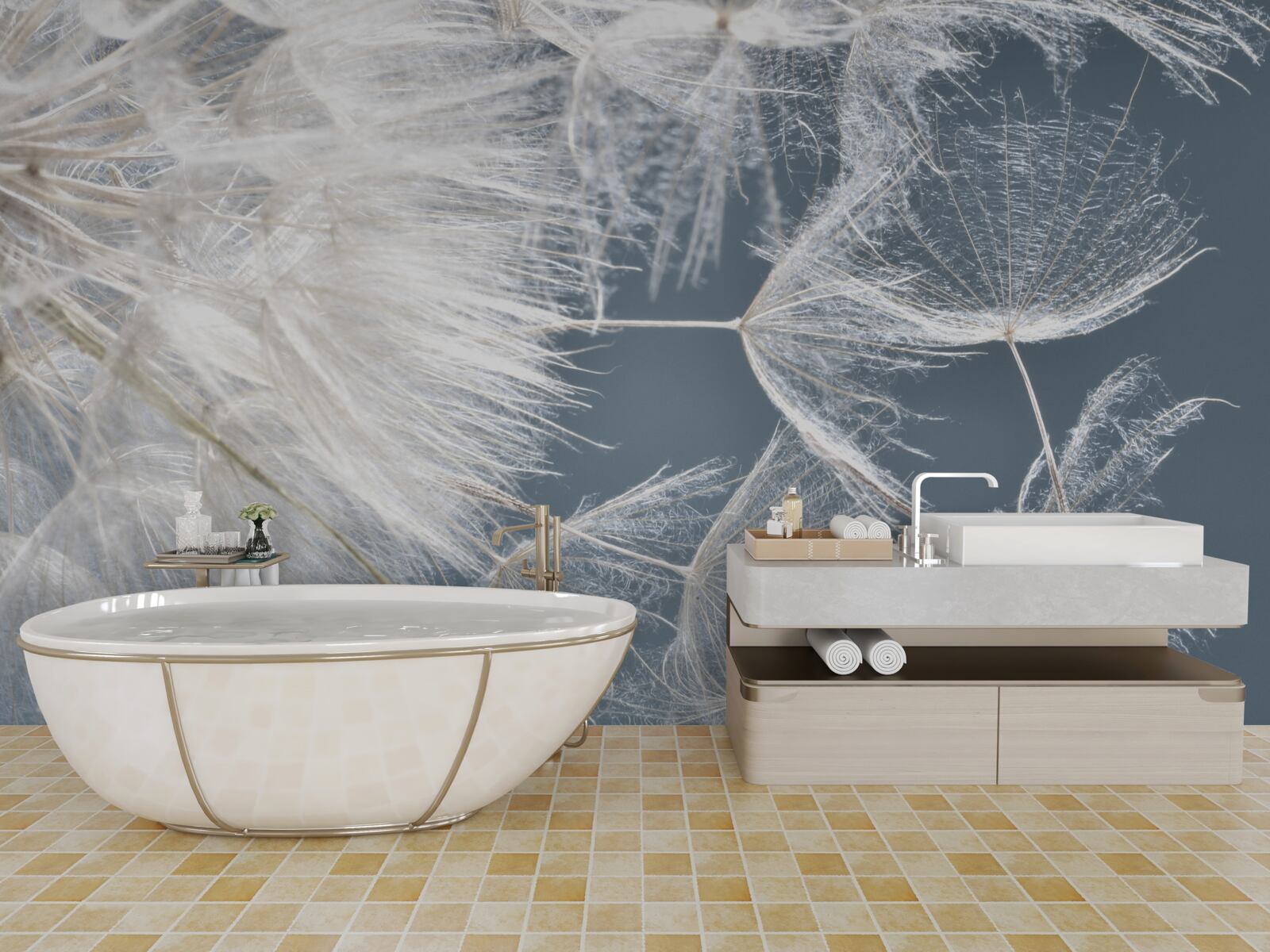 Fotobehang macrofotografie van paardenbloemen