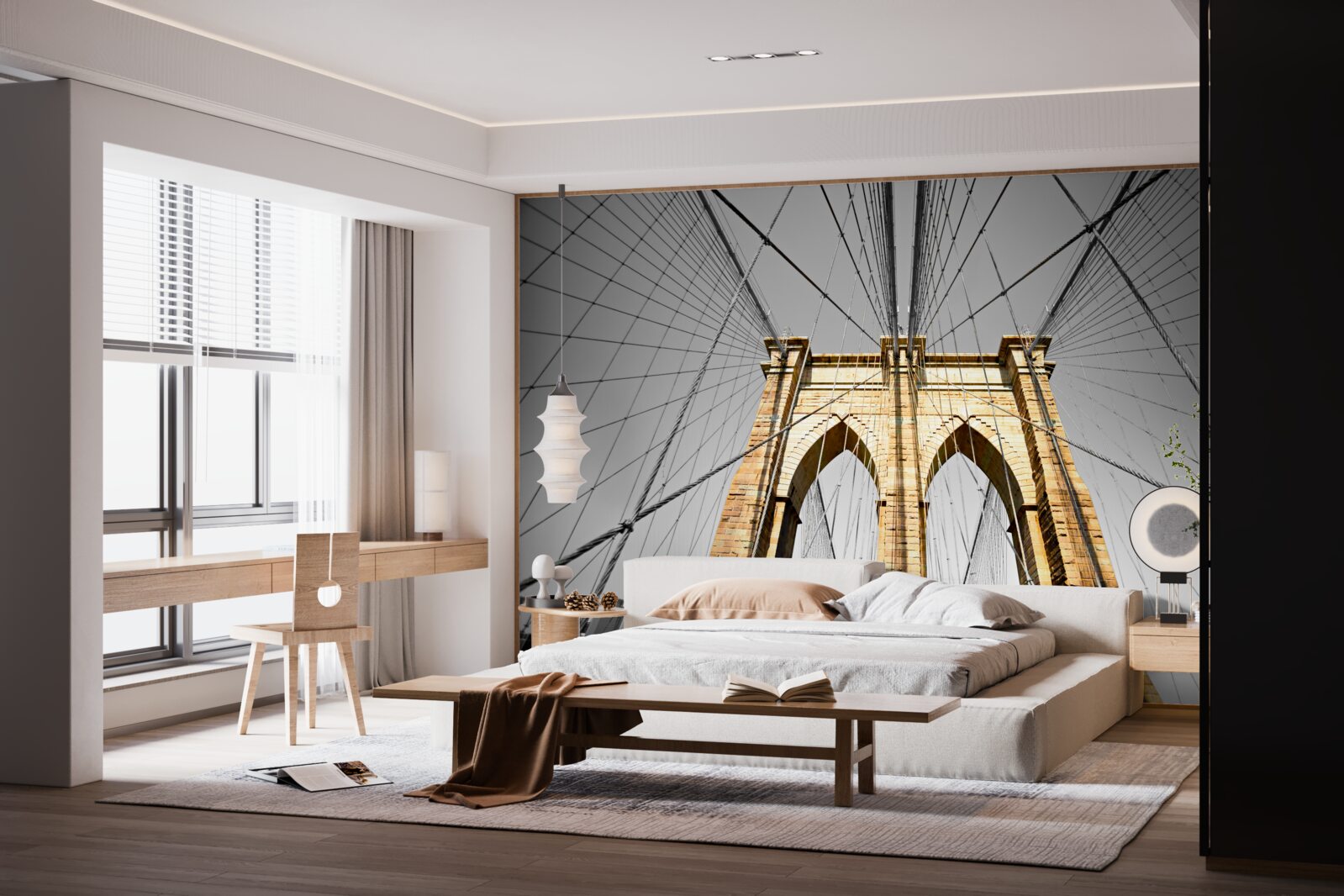 Fotobehang fascinerend uitzicht op de brug