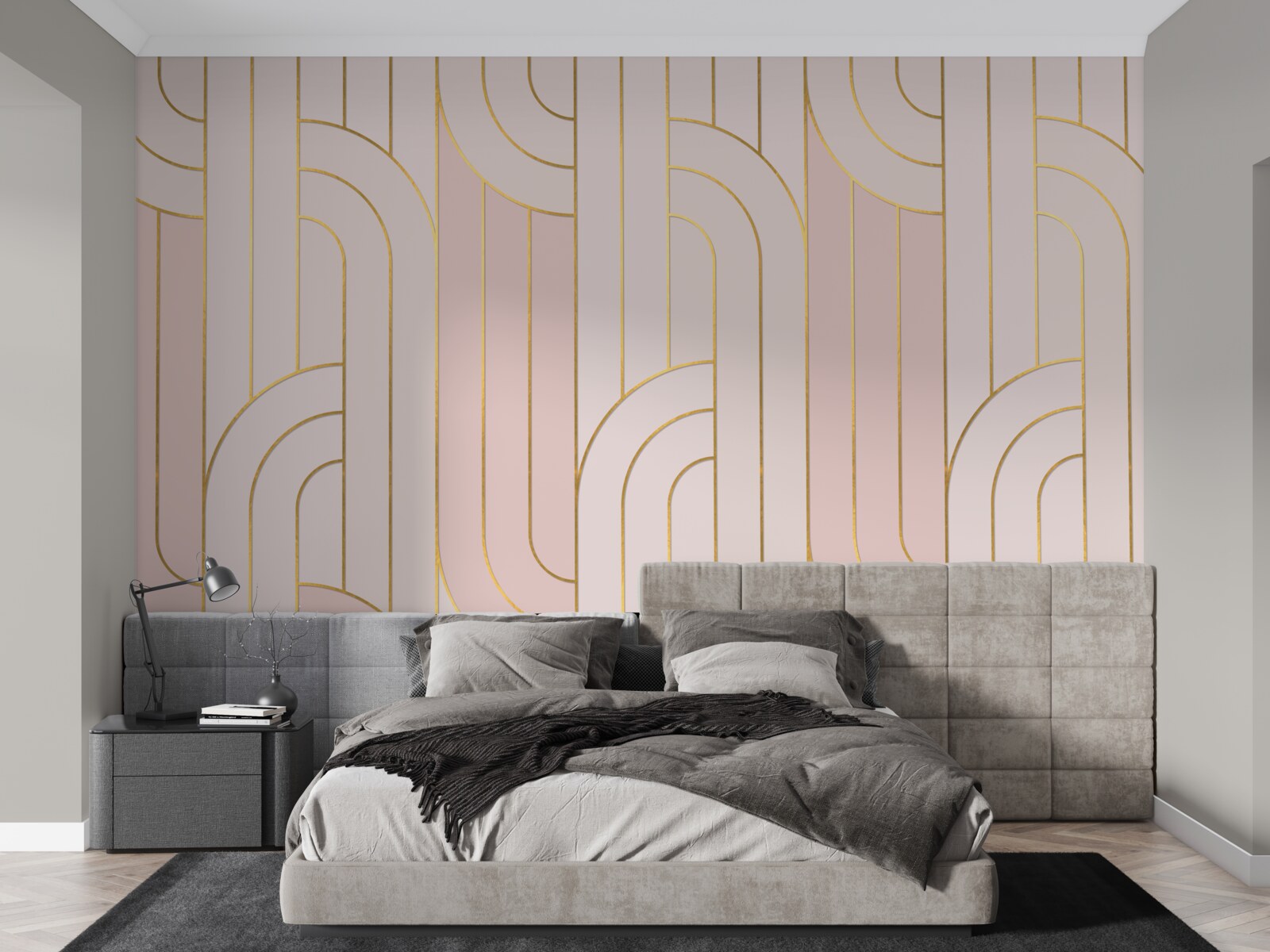 Fotobehang zachtroze lijnen