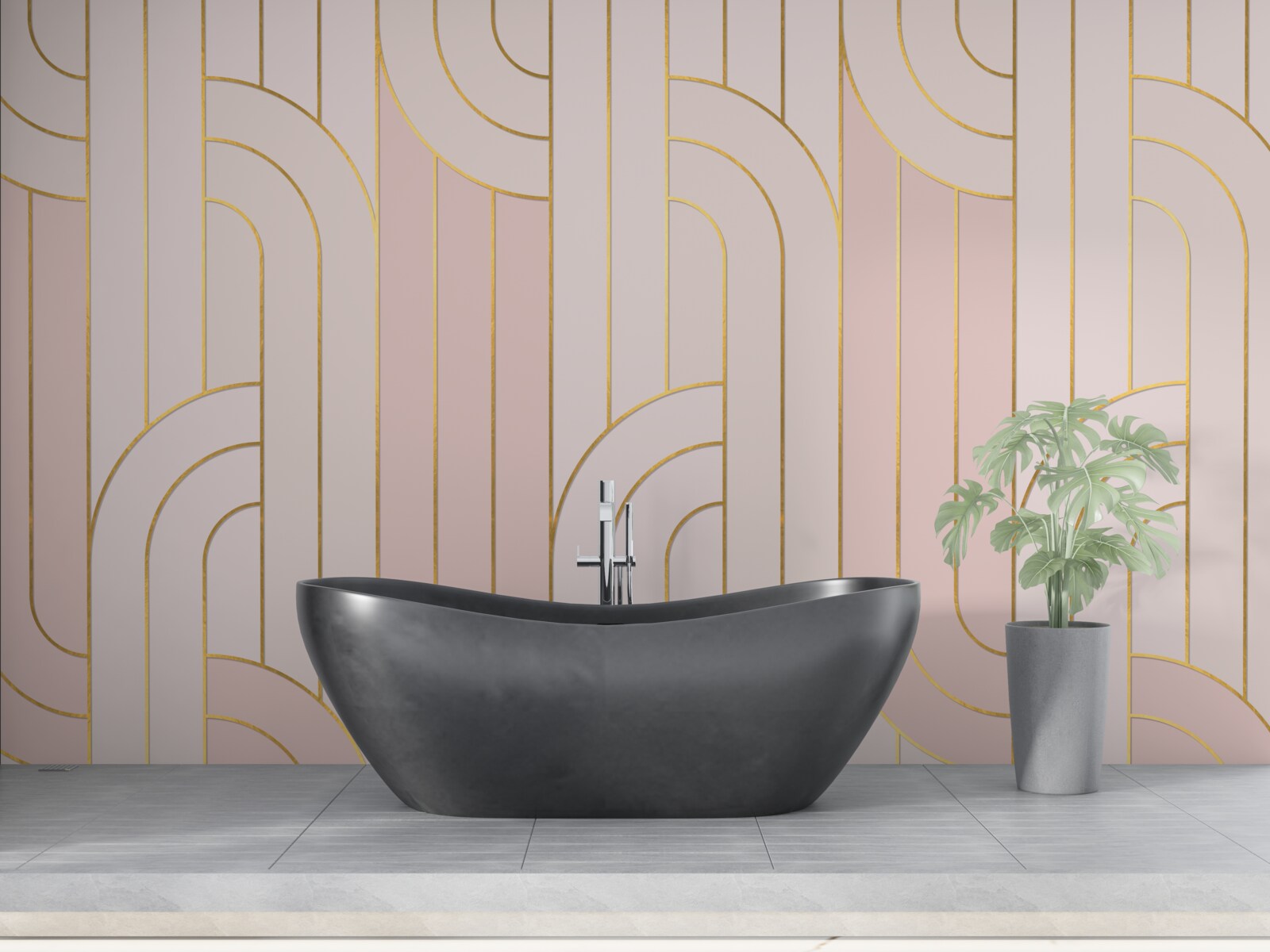 Fotobehang zachtroze lijnen