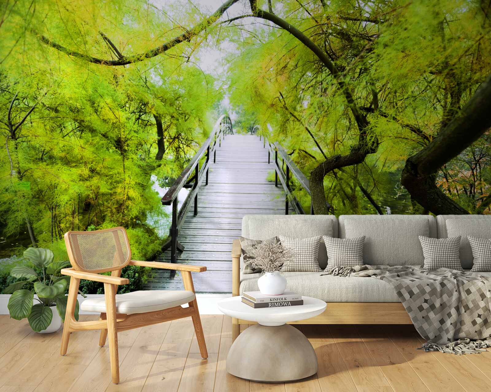 Fotobehang trappen door groene gebieden