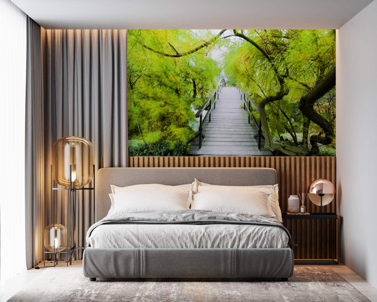 Fotobehang trappen door groene gebieden