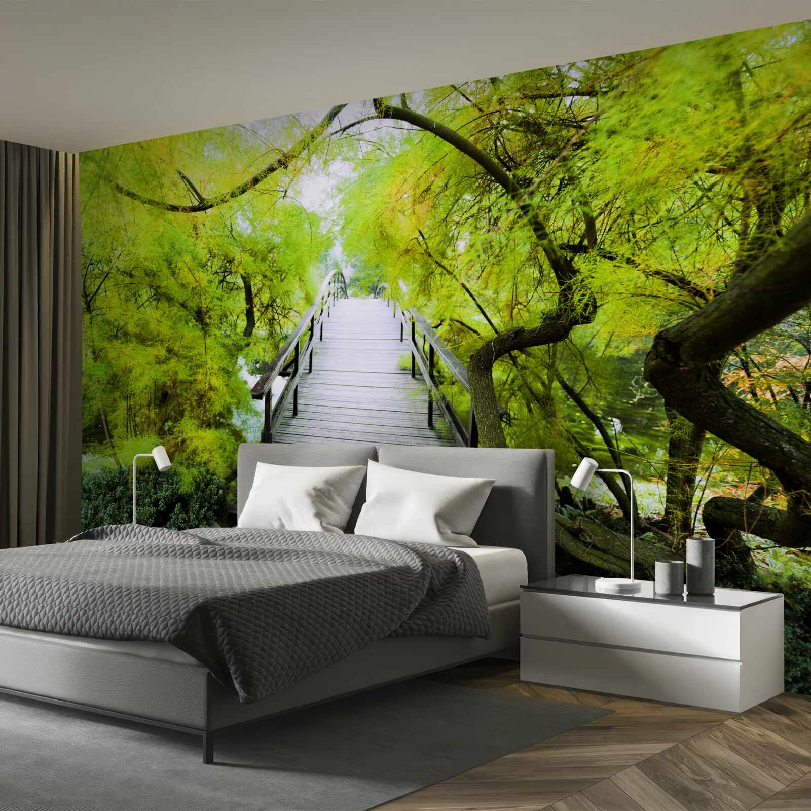 Fotobehang trappen door groene gebieden