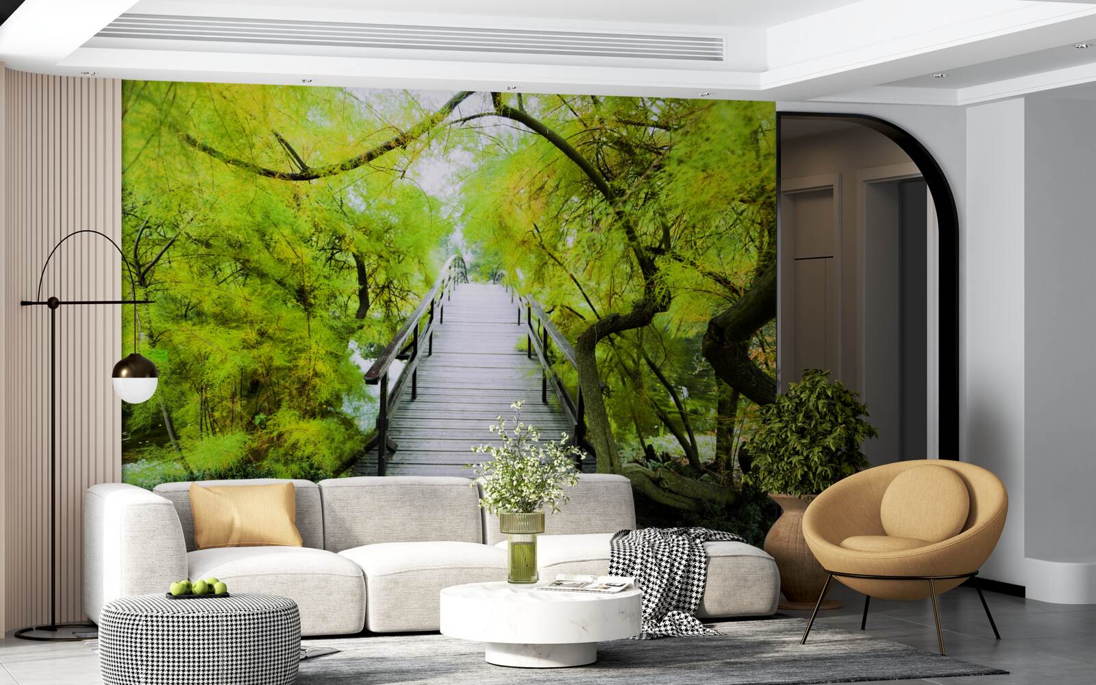 Fotobehang trappen door groene gebieden