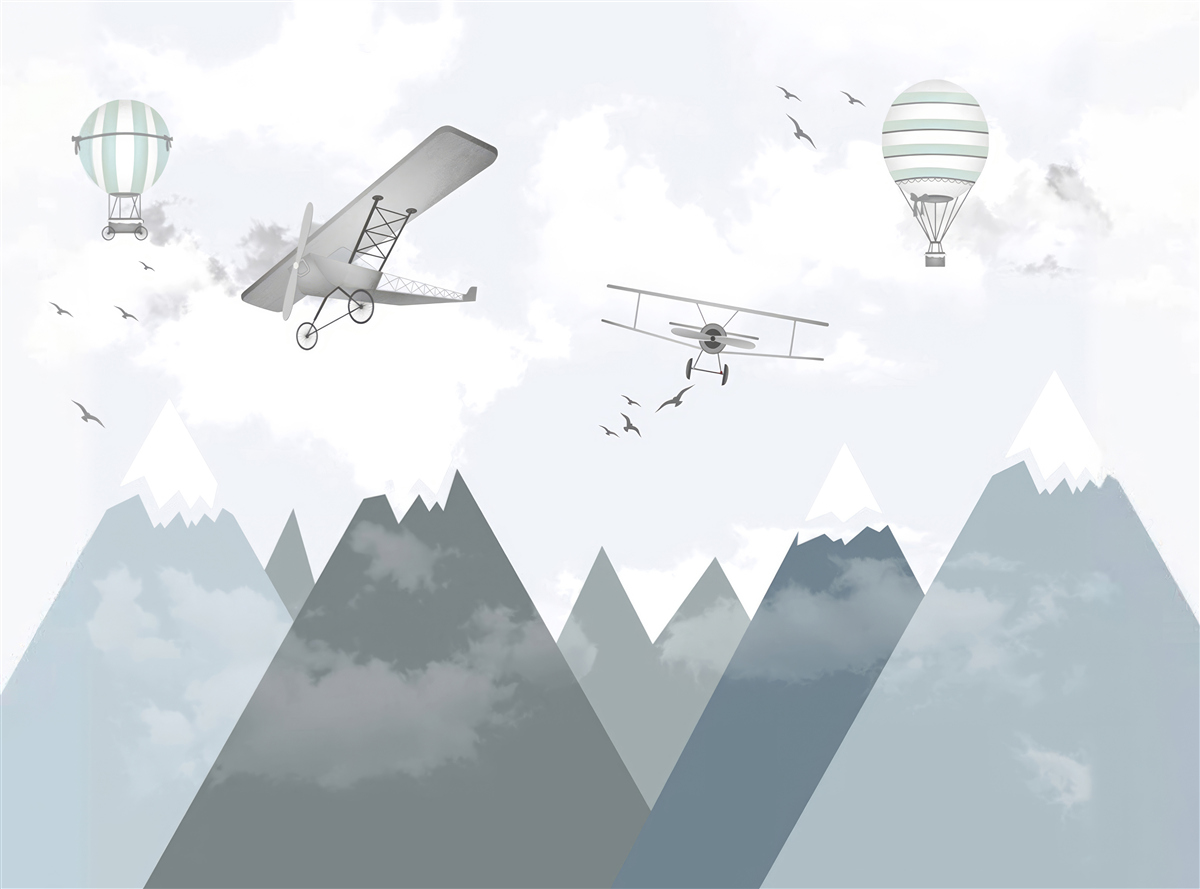 Fotobehang vliegtuigen en helikopters vliegen over bergtoppen